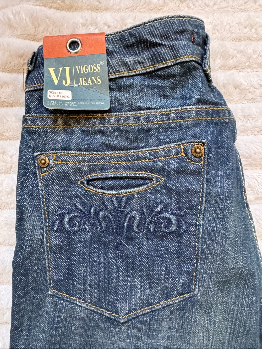 Vigoss Blue Denim Jeans with Tan Stitching